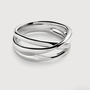 Monica Vinader Nura Crossover Silver Ring Size 6